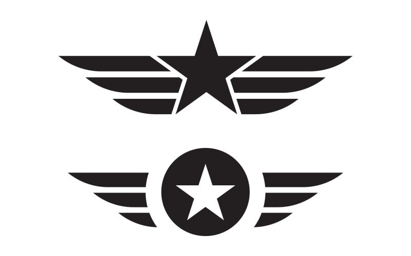 Ícones de Emblemas Militares. Design Preto Plano. Ilustração Vetorial. stock illustration v.2
