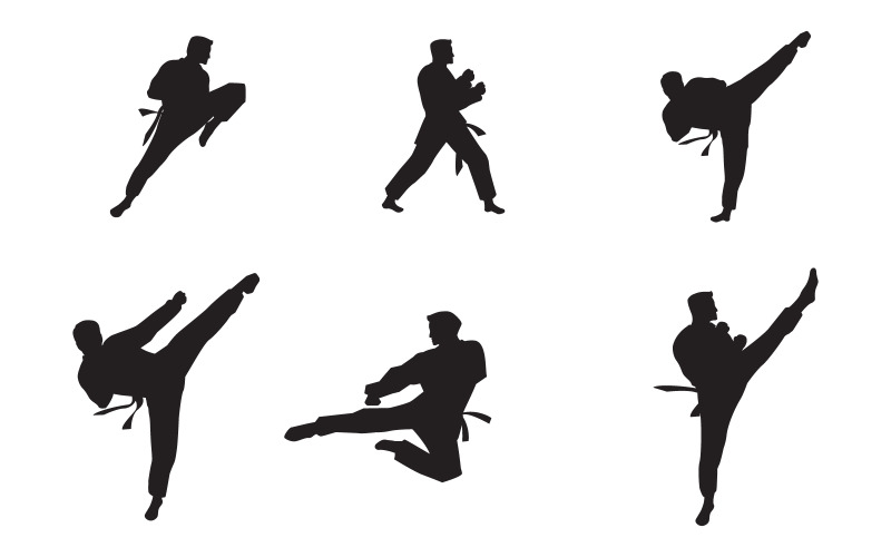 Ikona sportu taekwondo czarna sylwetka Ilustracja wektorowa projekt szablonu v.3
