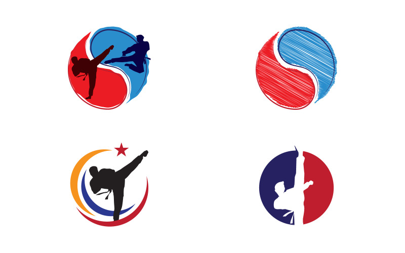 Ikona sportu taekwondo czarna sylwetka Ilustracja wektorowa projekt szablonu v.5