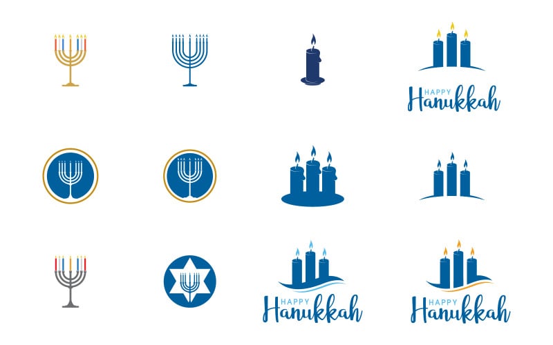 Ilustración de diseño de icono vectorial de vela de felices fiestas de Hanukkah