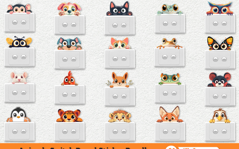 Lot d'autocollants pour tableau de commutation d'animaux