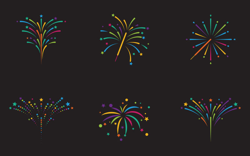 Modèle de conception d'illustration d'icône vectorielle d'événement de bonne année de feu d'artifice V.3