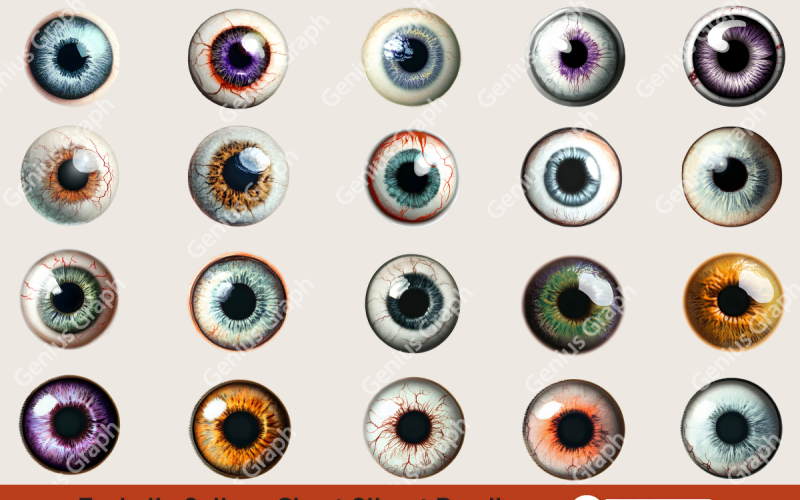 Pacote de clipart de folhas de colagem de globos oculares