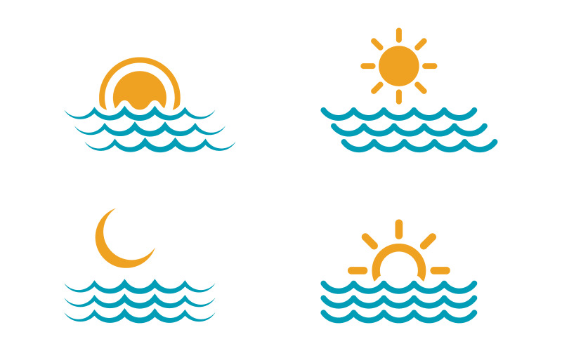 Golficonen. Water zee-element, oceaan vloeistof curve, vector illustratie ontwerp sjabloon v.2