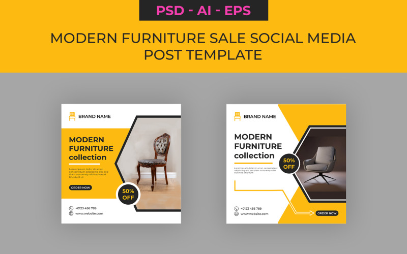 Modello di progettazione post social media vendita mobili moderni 4