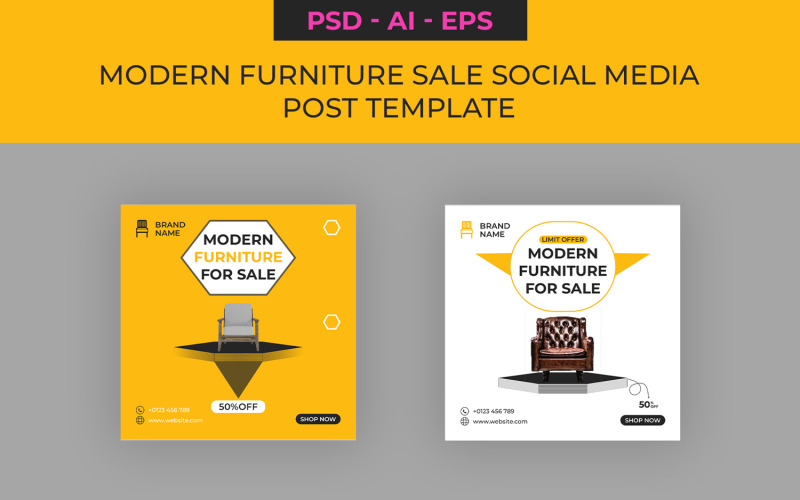 Modern Furniture Sale Social Media Post Design Template 3