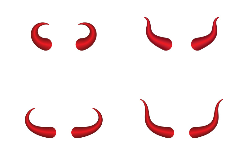 Teufelshörner isoliert auf weißem Hintergrund Böse Hörner Vektor Illustration Design-Vorlage v.4