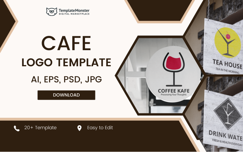 Cafe modern logotyp mall
