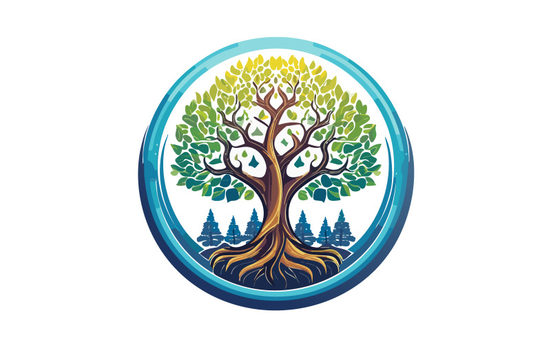 Design di illustrazione vettoriale del logo astratto dell'albero in stile unico