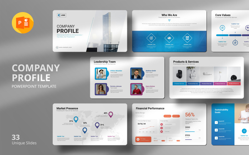 Modèle PowerPoint de profil d'entreprise.