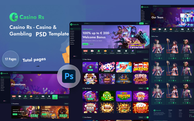 Casino Rs - 赌场和赌博 PSDTemplate