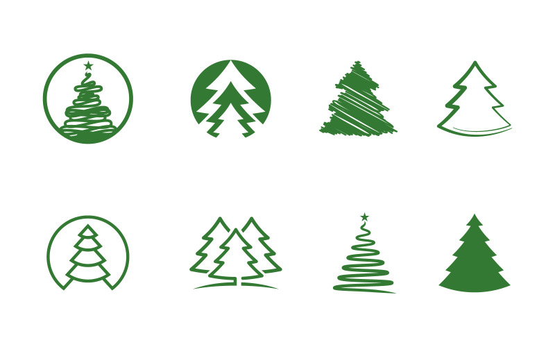 Ikona drzewa cedrowego Graceful Vector dla inicjatyw ekologicznych i zielonych v.5