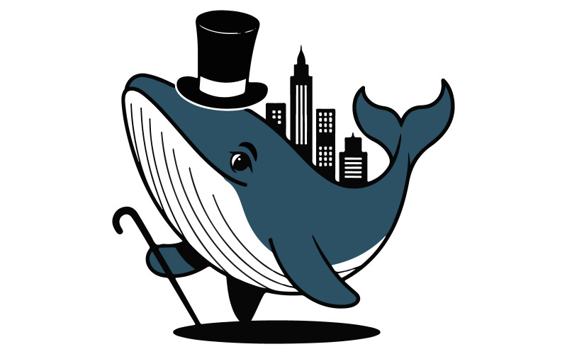 Un logotipo de una ilustración de una ballena.