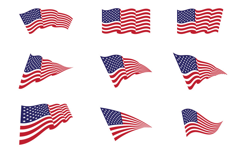 American branding element Flagga Ikonuppsättning vektor Illustration designmall v.2