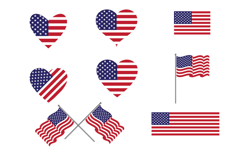 American branding element Flagga Ikonuppsättning vektor Illustration designmall v.3