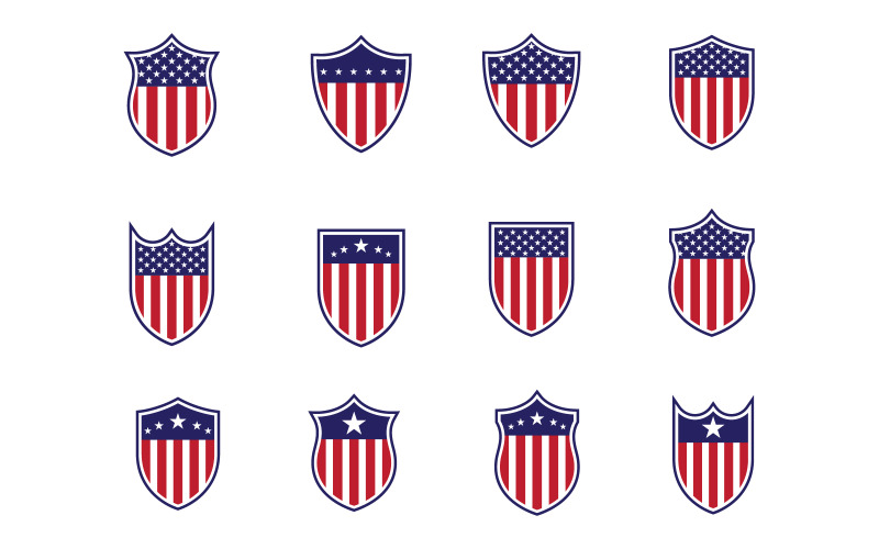 Amerikai márka elem zászló ikonkészlet vektoros illusztráció tervezősablon v.1