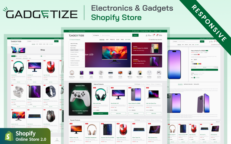 Gadgetize - 电脑小工具和配件 UI Shopify 主题