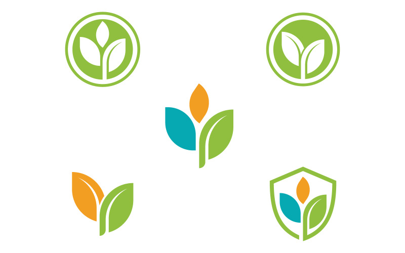 Modèle de conception vectorielle d'élément de nature de logo d'icône d'écologie de feuille d'arbre vert