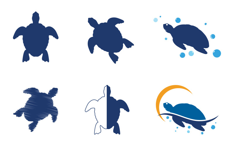 Modello di progettazione dell'illustrazione vettoriale dell'icona del cartone animato dell'animale della tartaruga v.1