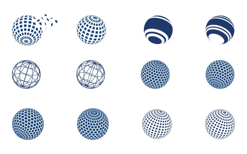 O logotipo do globo é adequado para empresas globais, tecnologias mundiais, mídia v.3