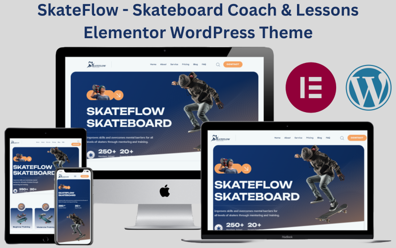 SkateFlow - Tema WordPress Elementor per lezioni e coach di skateboard