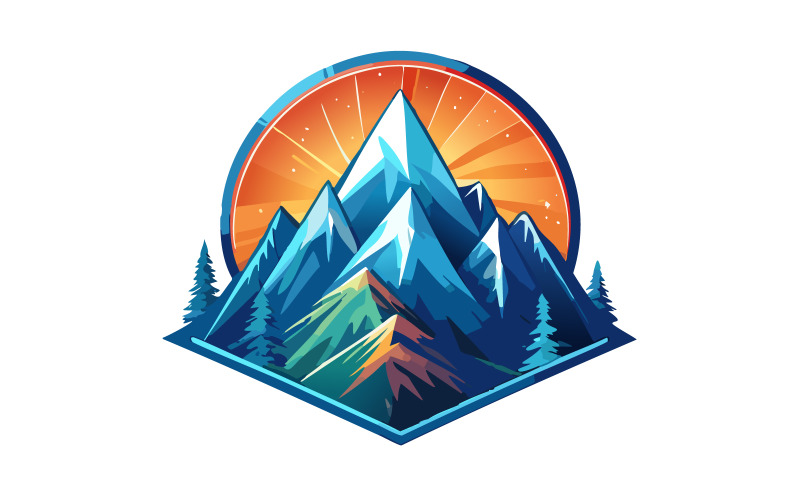 Berglogo-ontwerp. Landschapsconceptlogo-ontwerp.