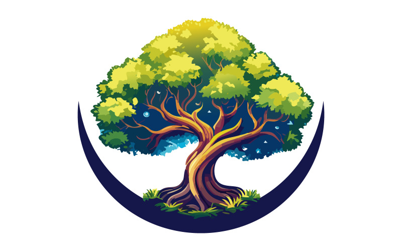 Design del logo astratto con albero in stile unico