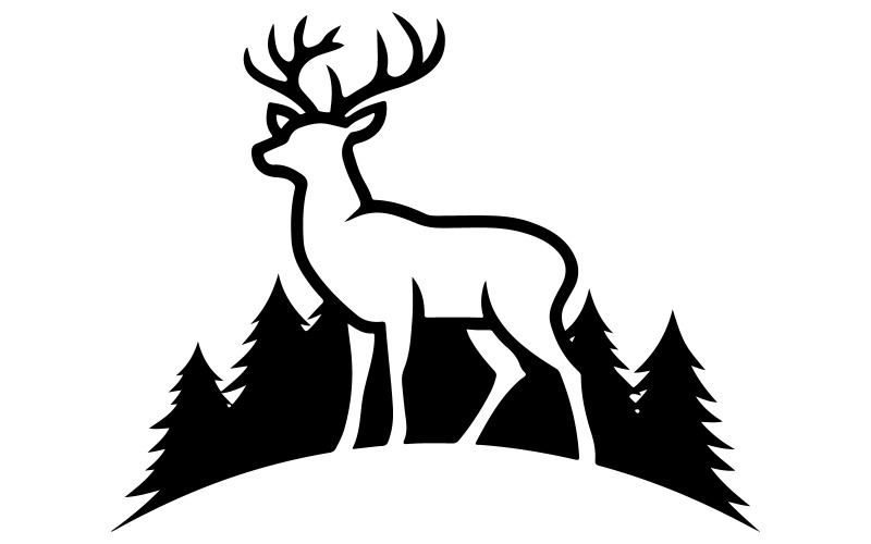 Un style de silhouette d'icône de logo de cerf