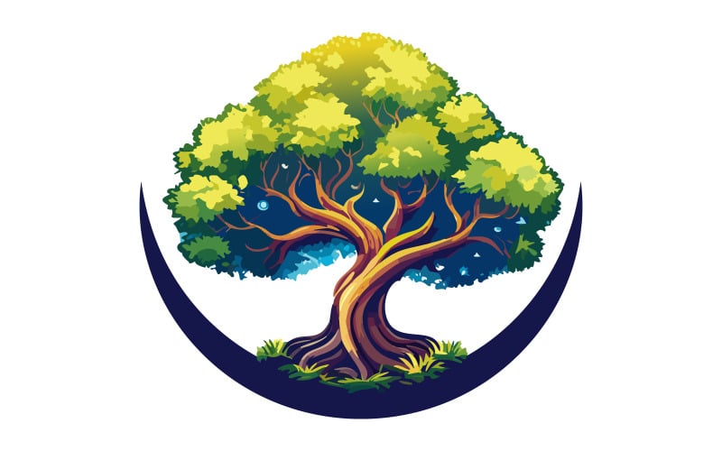 Unique style abstract tree logo design