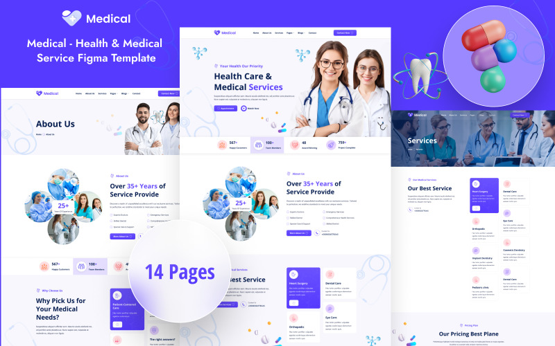 Medisch - Gezondheid & Medische Dienst Figma Template