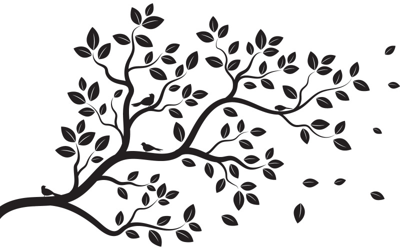 Modelo de design de ilustração vetorial de galho de árvore v.4
