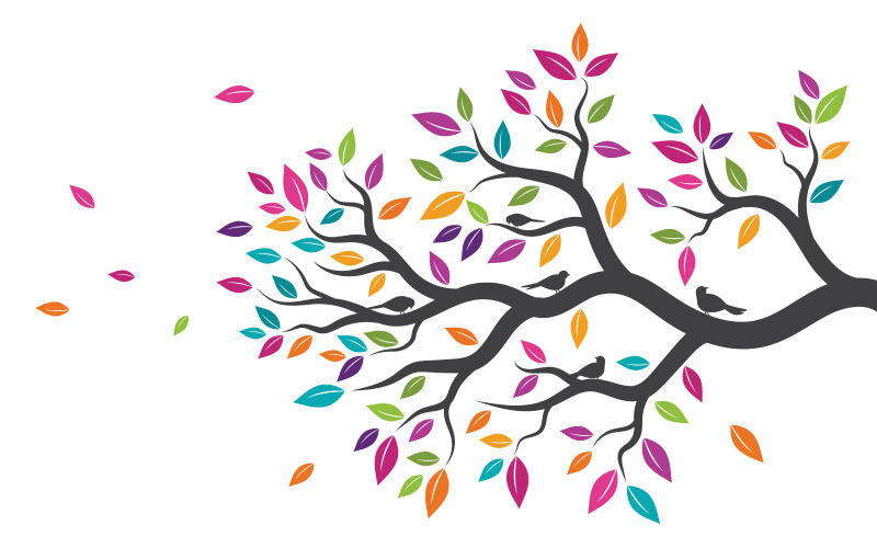 Plantilla de diseño de ilustración vectorial de rama de árbol v.2