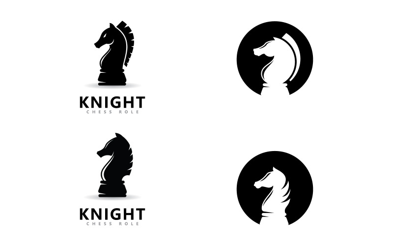 Schaakridder rol logo vector, Schaakstuk vector iconen 15