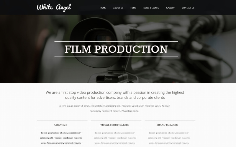 Responsieve websitesjabloon voor videograaf