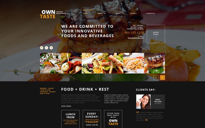 Responsivt WordPress-tema för café och restaurang