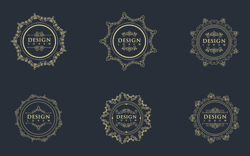 Círculo Vintage fronteira linha casamento modelo vetor ilustração design v.4