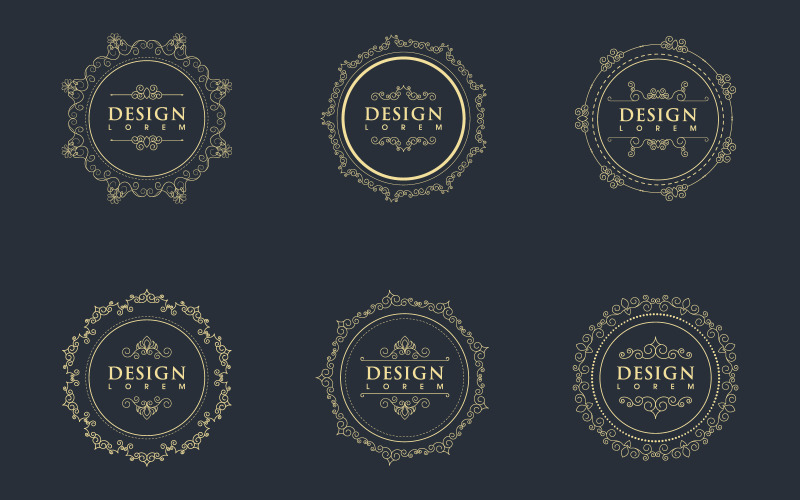 Círculo Vintage fronteira linha casamento modelo vetor ilustração design v.6