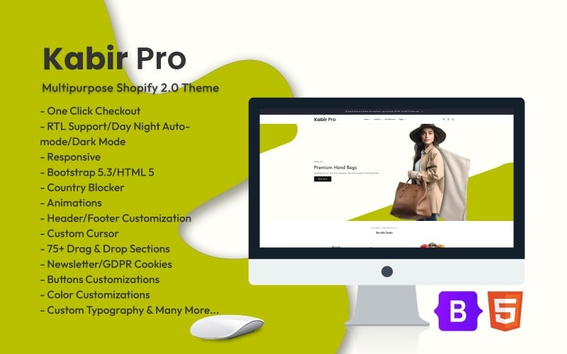 Kabir Pro — многоцелевая тема Shopify