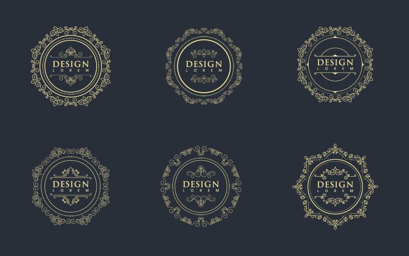 Kruh Vintage hranice čára svatební Šablona vektorové ilustrace design v.5