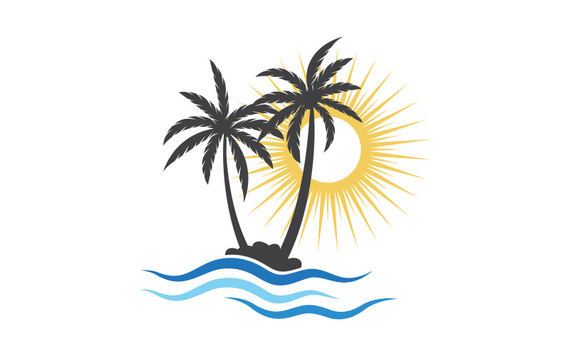 Palmboom icoon vakantie reis water strand zomer logo sjabloon vector illustratie v.9