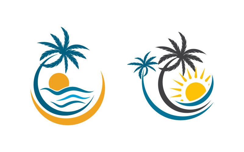 Palmensymbol Urlaub Reise Wasser Strand Sommer Logo Vorlage Vektorillustration v.4
