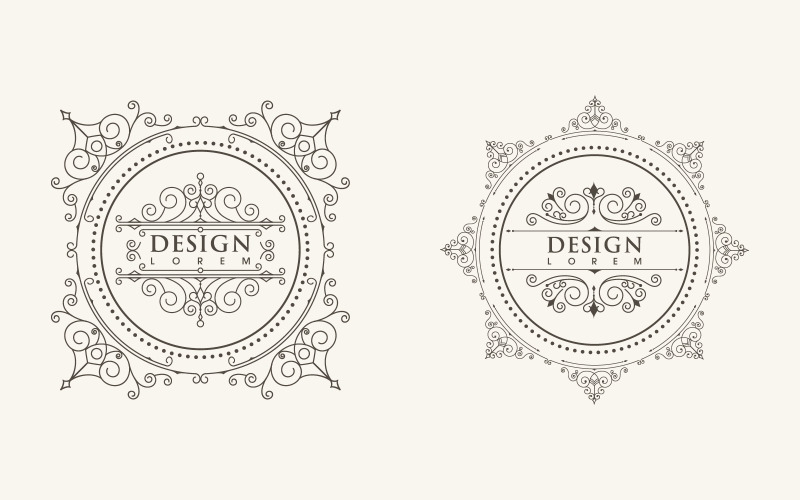Skönhet Vintage gränslinje mall vektorillustration design v.8