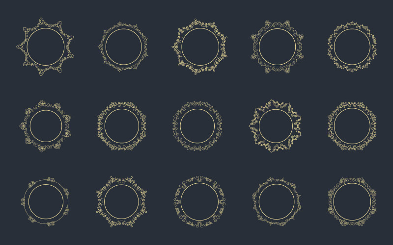 圆形复古边框模板矢量插图设计 v.1