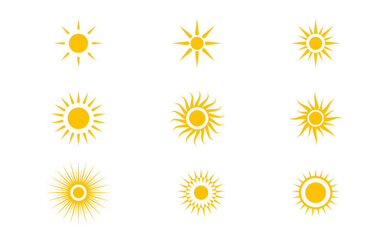 Conjunto de diseño de plantilla de logotipo de icono de ilustración vectorial de sol