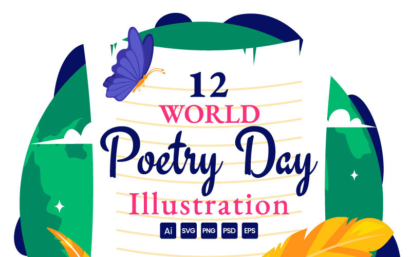12 Světový den poezie vektorové ilustrace