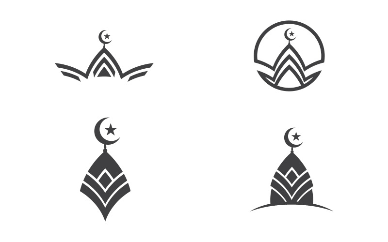 Icona simbolo moschea cupola islamica illustrazione vettoriale modello di progettazione v.1