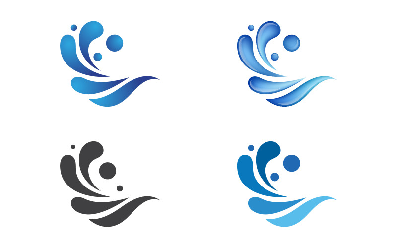 Plantilla de diseño de ilustración vectorial de icono de gota de agua salpicada de onda de agua dulce v.1