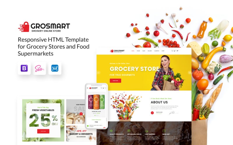 многостраничный классический html шаблон сайта продуктового магазина
