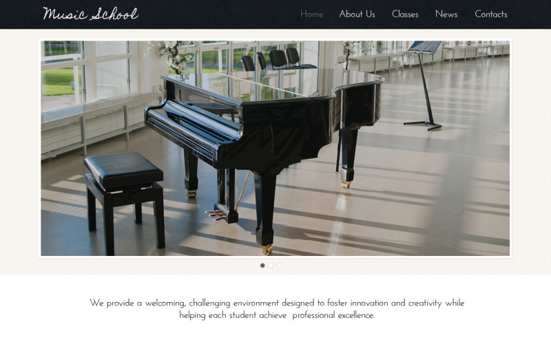Responsieve websitesjabloon voor muziekschool