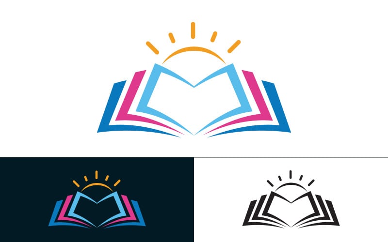 Modèle de logo de livre éducatif, conception d'icône vectorielle, v.3